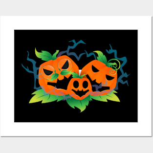 Family halloween pumpkin Posters and Art